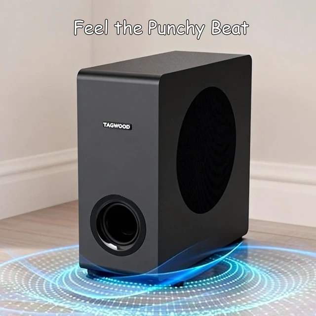 Alt view image 4 of 7 - RGB Lighting Soundbar with Subwoofer, Stereo Deep Bass for PC TV 2.1 Channel Computer Projector Speakers Bluetooth Sound Bar Lights Sync to Music Games HDMI ARC Optical AUX USB