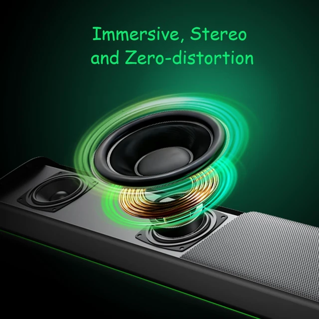 Alt view image 5 of 7 - RGB Lighting Soundbar with Subwoofer, Stereo Deep Bass for PC TV 2.1 Channel Computer Projector Speakers Bluetooth Sound Bar Lights Sync to Music Games HDMI ARC Optical AUX USB