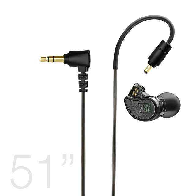 Alt view image 2 of 7 - M6 Single Side in Ear Earbud, Right Side, One Wired Earphone with 51" Cable, Secure Fit Moldable Earhook, & 3.5mm Plug, Stereo-to-Mono, for Driving, Cycling, & More (Bulk Packaging, Black)