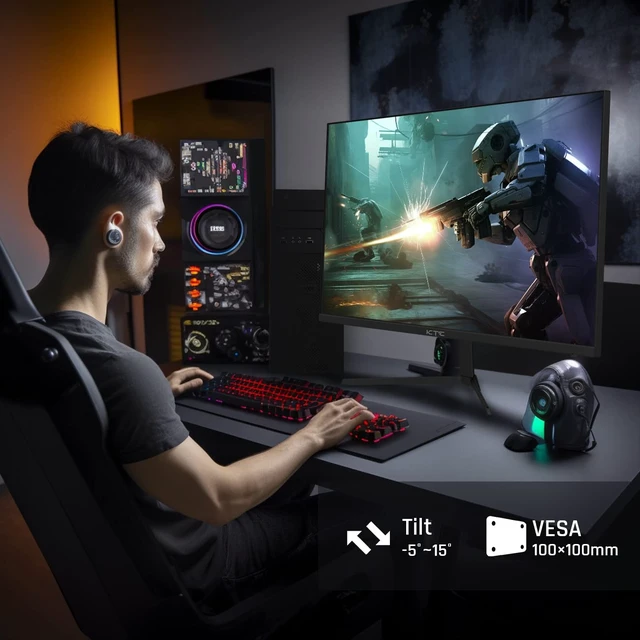 Alt view image 5 of 5 - 24.5 Inch Gaming Monitor FHD 1080P Fast IPS 180Hz, 125% sRGB 1ms HDR Zero-Frame Computer Monitor, HDMI 2.0, DisplayPort 1.4, FreeSync & G-Sync, Tilt, VESA Compatible, Eye Care