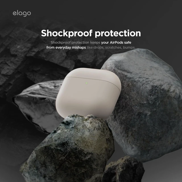 Alt view image 4 of 7 - Liquid Silicone Case for AirPods 5 & AirPods 4 Triple Layer Protection, Supports Wireless Charging, Shock Resistant, Easily Cleaned (Stone)