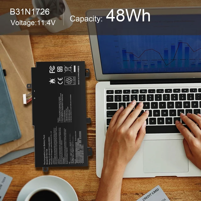 Alt view image 6 of 7 - 48Wh B31N1726 Laptop Battery for Asus FX80 FX80G FX80GD FX80GE FX80GM FX86 FX86FE FX86FM TUF FX504 FX504GE FX504GM FX505 FX505DT FX505DY FX505GE FX505GD FX505GM FA506IU A17 FA706II B31BNEH B31BN91