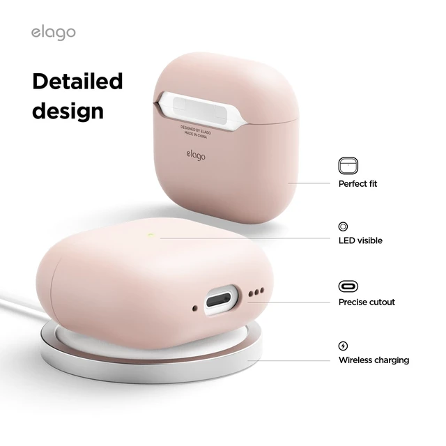 Alt view image 5 of 7 - Liquid Silicone Case for AirPods 5 & AirPods 4 Triple Layer Protection, Supports Wireless Charging, Shock Resistant, Easily Cleaned (Pink)