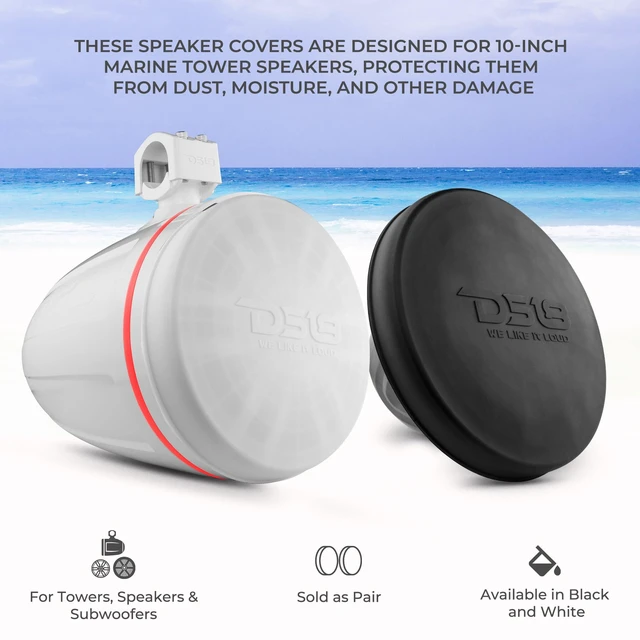 Alt view image 3 of 7 - Hydro CS-10/BK 10" Silicone Marine Speaker Cover - Water, Dust and UV Rays Protection - Compatible with Tower Speakers - Great Durability - Special Edition (Pair)