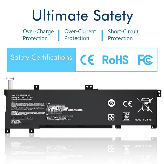Alt view image 2 of 7 - B31N1429 Laptop Battery Replacement for ASUS A501L A501LB A501LX K501L K501LB K501LX K501LX-NH52 K501U K501UB K501UX K501UW K501UX-AH71 K501LX-NB52 11.4V 48Wh