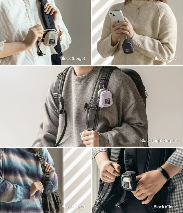 Alt view image 4 of 7 - Mini Pouch Block, Small Bag for Universal Wireless Ear Buds, Durable Waterproof Keychain Backpack Accessories for AirPods Pro 3 & 2 & 1, AirPods 4 & 3 & 2 & 1 Case