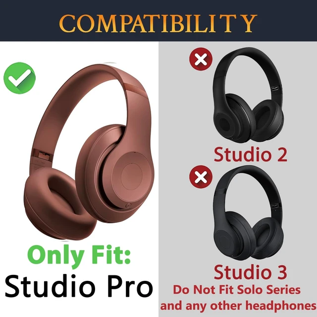 Alt view image 2 of 7 - Replacement Earpads for Beats Studio Pro Wireless Noise Cancelling Headphones, Cushions Ear Pads with Soft Protein Leather, Noise Isolation Foam - Earth