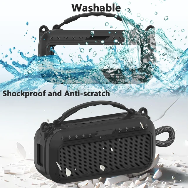 Alt view image 5 of 7 - Silicone Cover Case for Bose SoundLink Plus Portable Speaker Protective Soft Silicone Case with Carrying Handle and Shoulder Strap (Black)
