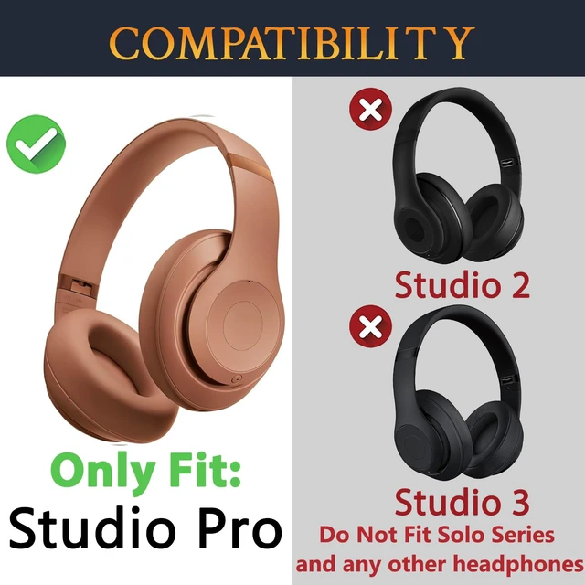 Alt view image 2 of 7 - Replacement Earpads for Beats Studio Pro Wireless Noise Cancelling Headphones, Cushions Ear Pads with Soft Protein Leather, Noise Isolation Foam - Dune