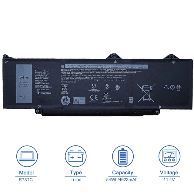 Alt view image 2 of 6 - 54Wh R73TC DR02P Laptop Battery Compatible with Dell Latitude 5540 5450 3440 3340 5340 5440 5540 Precision 3480 3490 3580 3590 inspiron 14 Plus 7441 Series GTG7N 2X1V9 GRWKG KDM9P 11.4V 4623mAh