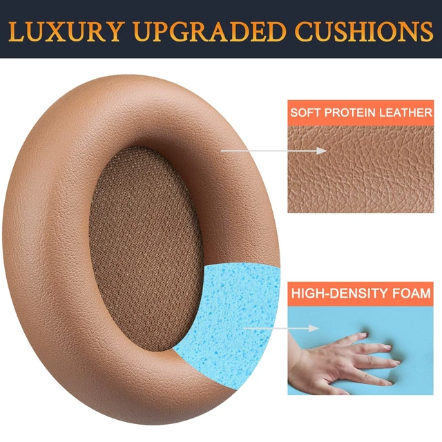 Alt view image 7 of 7 - Replacement Earpads for Beats Studio Pro Wireless Noise Cancelling Headphones, Cushions Ear Pads with Soft Protein Leather, Noise Isolation Foam - Dune