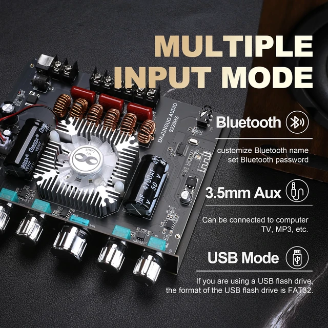 Alt view image 4 of 7 - S220HS 2.1 Channel Bluetooth Power Amplifier Board, TDA7498E Chip 160W×2+220W, 12V-38V Audio Power Amplifier Module, Support Custom Bluetooth Name and Set Bluetooth Password