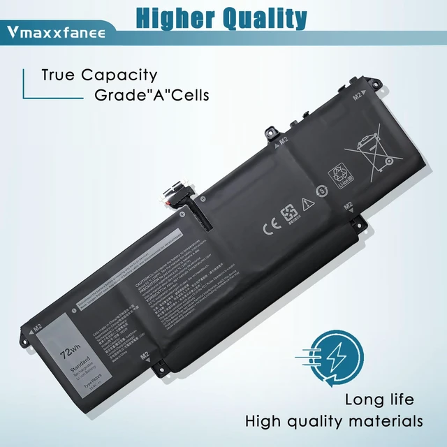 Alt view image 3 of 7 - 72Wh P83V9 Laptop Battery Replacement for Dell Precision 5480 5490 5470 Series Notebook YXP8T 0CDTT2 CDTT2 Black 15.4V 4442mAh