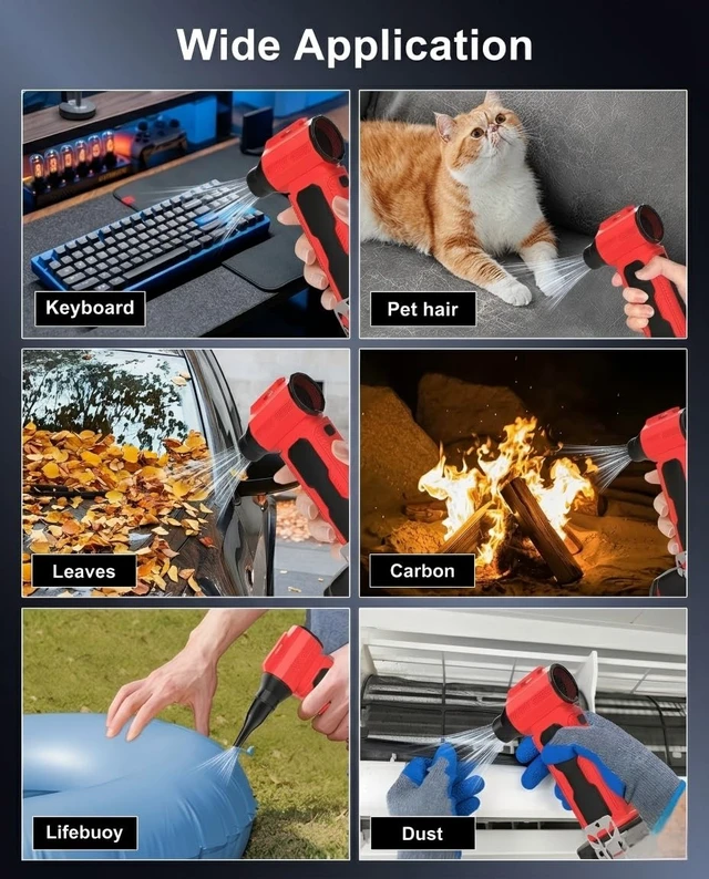 Alt view image 7 of 7 - 130,000RPM 4 Gear Powerful Compressed Air Duster Air Electric (No Battery) Compatible with Milwaukee M18 Battery Cordless Mini Jet Dust Blower, Portable Handheld Brushless for PC Car Home Workshop