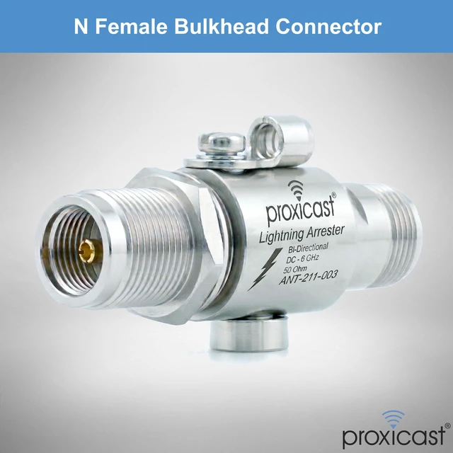 Alt view image 3 of 7 - ProGrade 230V Coaxial Lightning Arrester - N-Female/N-Female 0 to 6 GHz Gas Discharge Tube - For 4G, LTE, 5G, 900 MHz, LoRaWAN, Helium, SDR and Other Outside Antennas - ANT-211-003