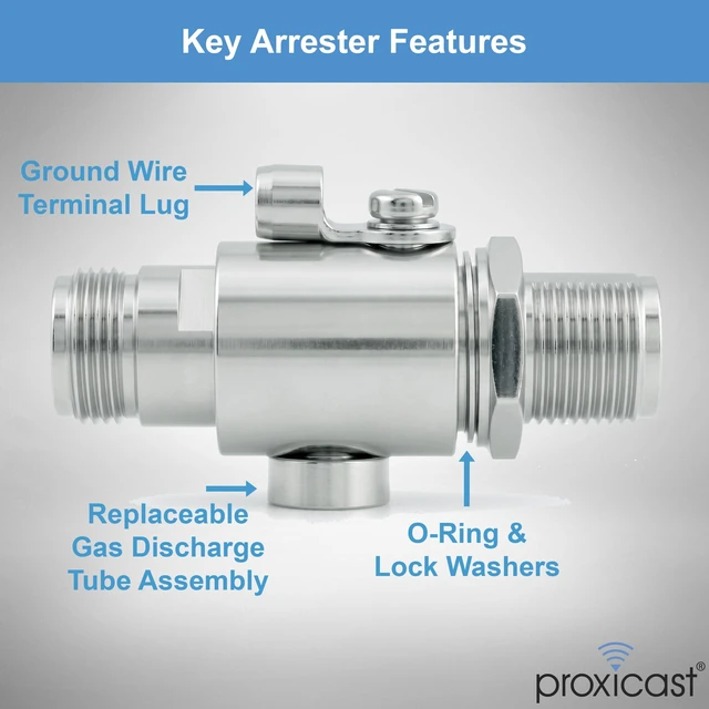 Alt view image 4 of 7 - ProGrade 230V Coaxial Lightning Arrester - N-Female/N-Female 0 to 6 GHz Gas Discharge Tube - For 4G, LTE, 5G, 900 MHz, LoRaWAN, Helium, SDR and Other Outside Antennas - ANT-211-003
