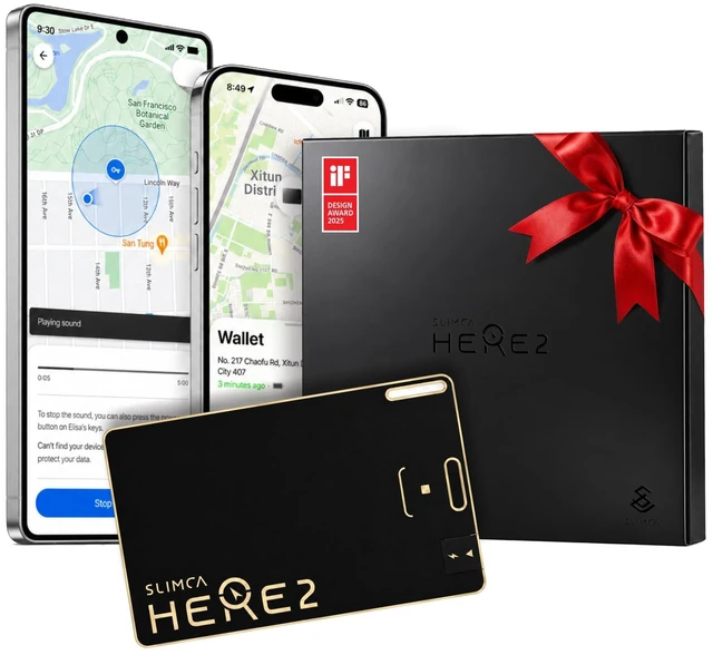 Main image of HERE 2 Rechargeable Wallet Tracker Card for Apple & Andriod Ultra Slim, USB-C Charging, Waterproof, Bluetooth Item Locator for Key, Wallet, Passport, Luggage, Bag