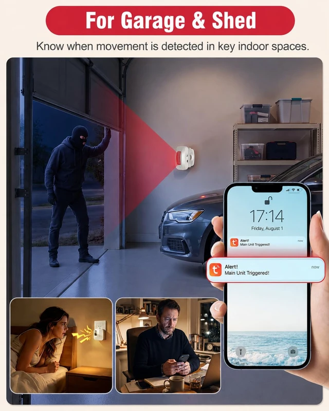 Alt view image 4 of 7 - WiFi Motion Sensor Door Chime, Smart Motion Alert System with App Notifications & Instant Phone Alerts, Entry Sensor for Home, Pet Monitoring, Elderly Care and Store Entrance