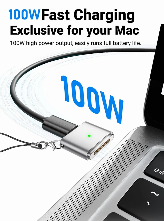 Alt view image 6 of 7 - USB-C to Mags 3 Adapter Compatible with Apple MacBook, MagSafe 3 T-Tip Magnetic Charging Converter (Starlight, Air (M1/M2/M3/M4))