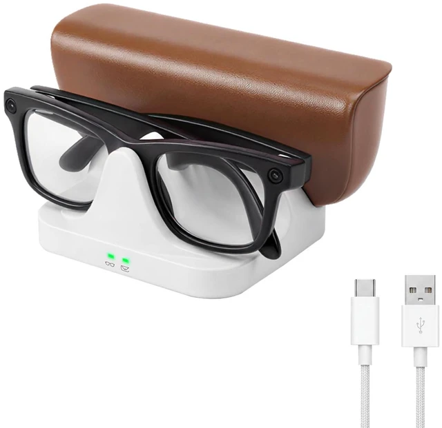 Main image of Charging Dock for Ray-Ban Meta Smart Glasses White 2-in-1 Fast Charging, Charging Protection, LED Indicator, Compatible with Wayfarer/Skyler/Headliner(Gen 1&2)