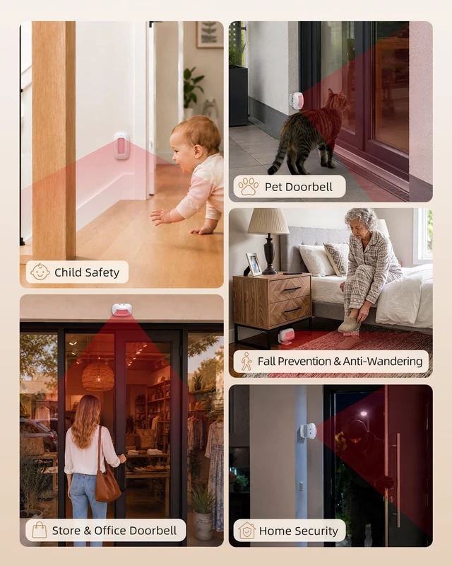 Alt view image 6 of 7 - WiFi Motion Sensor Door Chime, Smart Motion Alert System with App Notifications & Instant Phone Alerts, Entry Sensor for Home, Pet Monitoring, Elderly Care and Store Entrance
