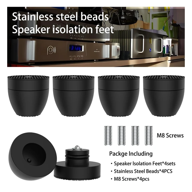 Alt view image 6 of 7 - Audiocrast 4X HiFi Speaker Spikes Stand Feet Pads 30x33mm Isolation Feet, Aluminum Speaker Shock Absorber for Subwoofer Amp Turntables DAC