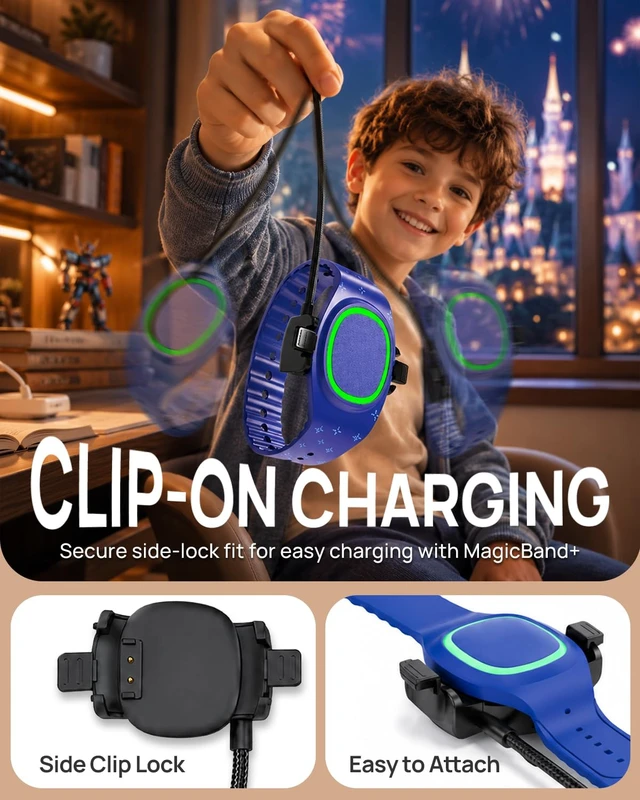 Alt view image 5 of 7 - Compatible with MagicBand+ Charger 2-in-1, Nylon-Braided USB-C & USB-A 2ft Charger for Disney MagicBand+, 2 Charging Heads, Replacement Travel Charge, for Magic Band Plus Watch Charging Cable