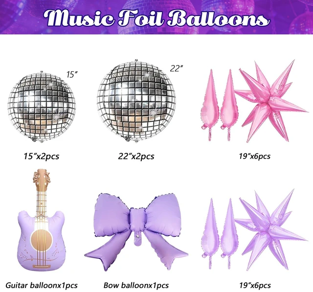 Alt view image 3 of 7 - 171Pcs Kpop Balloons Arch Kit, Idol Stage Style Pink Purple Silver Disco Balloon Garland with Bow Guitar Star Music Note Foil Balloons for K-Pop Music Disco Theme Birthday Concert-Style Stage