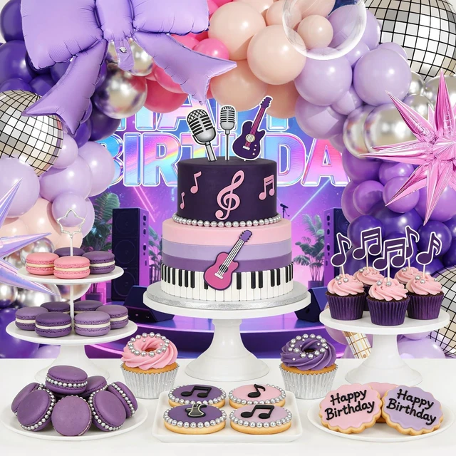 Alt view image 4 of 7 - 171Pcs Kpop Balloons Arch Kit, Idol Stage Style Pink Purple Silver Disco Balloon Garland with Bow Guitar Star Music Note Foil Balloons for K-Pop Music Disco Theme Birthday Concert-Style Stage