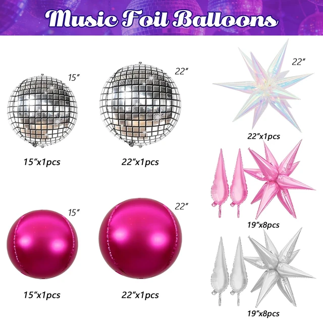 Alt view image 3 of 7 - 172Pcs K-Pop Music Balloon Arch Kit, Metallic Silver Purple Pink Balloons Garland with Iridescent Star Disco Foils Balloons for Concert-Style Birthday Idol Showcase Fan Support Party Decor