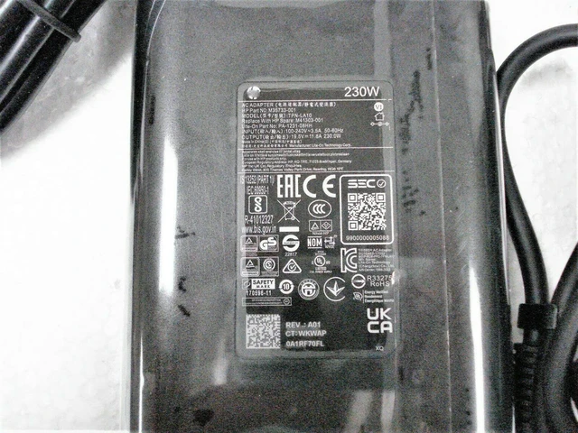 Alt view image 4 of 7 - 230W Small 4.5mm Tip Charger for HP Omen 15 16 17 Gaming Laptop M41303-001 TPN-LA10 Power Supply Adapter Cord