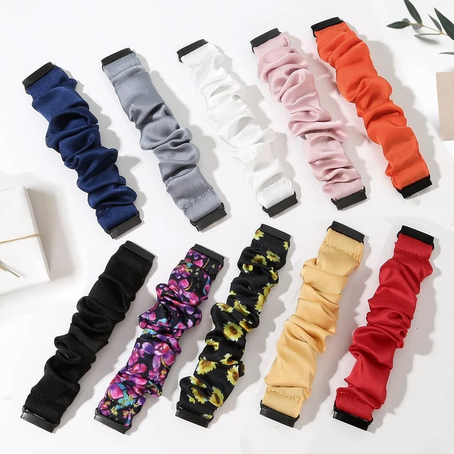 Alt view image 5 of 7 - 10 PCS Compatible with Fitbit Versa 4/Sense 2/Versa 3/Sense Scrunchie Band, Soft Cute Pattern Printed Fabric Elastic Solo Loop Cloth Scrunchy Replacement Wristband for Women