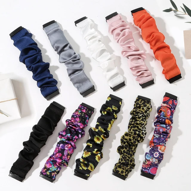 Alt view image 5 of 7 - 10 PCS Compatible with Fitbit Versa 4/Sense 2/Versa 3/Sense Scrunchie Band, Soft Cute Pattern Printed Fabric Elastic Solo Loop Cloth Scrunchy Replacement Wristband for Women