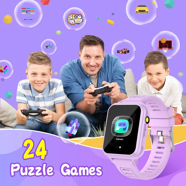 Alt view image 4 of 7 - Smart Watch for Kids, Gift for Girls Age 6-12, 24 Puzzle Games HD Touchscreen Kids Watches with MP3 Music Video Pedometer Flashlight 12/24 hr Educational Toys for 7 8 9 10 Year Old Girl