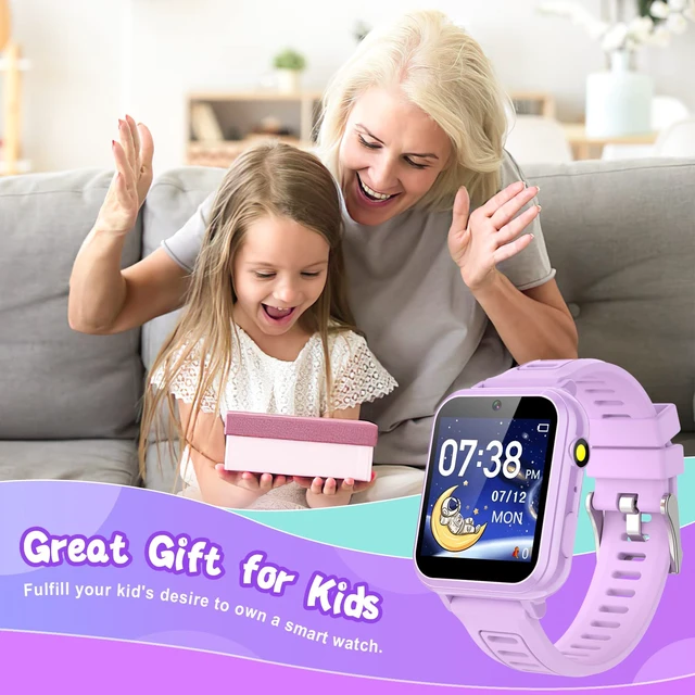 Alt view image 7 of 7 - Smart Watch for Kids, Gift for Girls Age 6-12, 24 Puzzle Games HD Touchscreen Kids Watches with MP3 Music Video Pedometer Flashlight 12/24 hr Educational Toys for 7 8 9 10 Year Old Girl