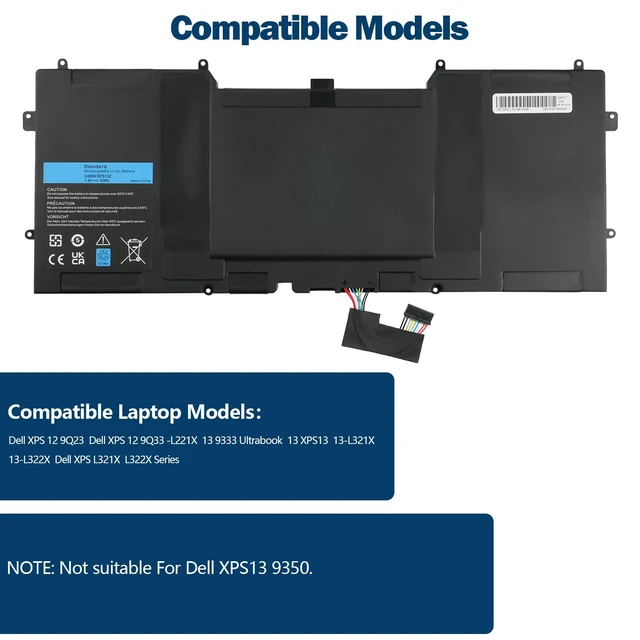 Alt view image 5 of 7 - 55Wh C4K9V Battery for Dell XPS 12 9Q33 -L221X 13 9333 Ultrabook13 7.4V Compatible with XPS13 13-L321X 13-L322X XPS L321X L322X Series 3H76R 489XN PKH18