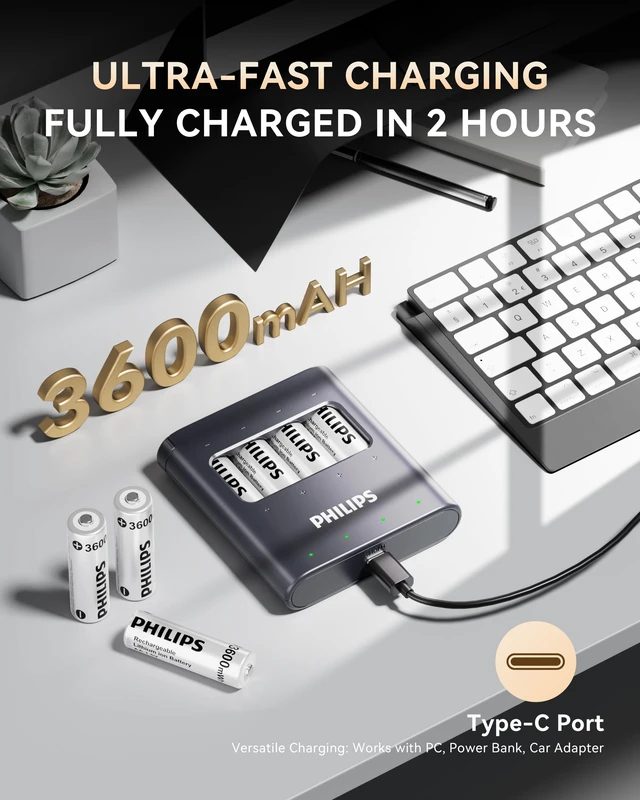 Alt view image 4 of 7 - 3600mWh 4-Pack AA Rechargeable Lithium Batteries 1.5V Constant Voltage High Capacity for Remote Controls & Smart Home Devices