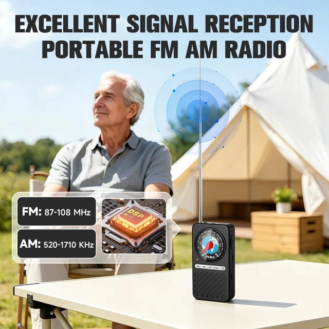 Alt view image 4 of 7 - J162 Pocket Radio AM FM with Bluetooth Earphone Output Headphone Stereo Playback, Micro SD Playback, Back Clip, Rechargeable, Mini Radio, Bluetooth Speaker