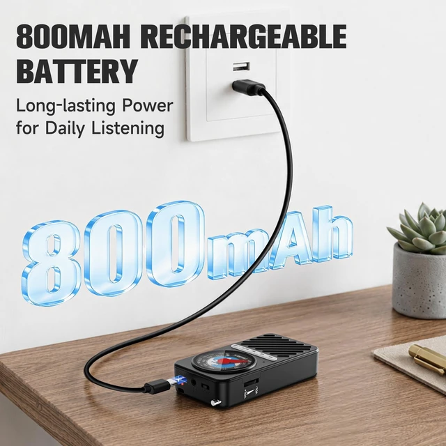 Alt view image 7 of 7 - J162 Pocket Radio AM FM with Bluetooth Earphone Output Headphone Stereo Playback, Micro SD Playback, Back Clip, Rechargeable, Mini Radio, Bluetooth Speaker