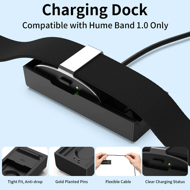 Alt view image 2 of 6 - Charging Dock Compatible with Hume Band Charger 1.0 USB-A + USB-C 2Packs Replacement Humehealth Band Charger with 1.0m USB-C Cable for Hume Health Bands Fitness Tracker
