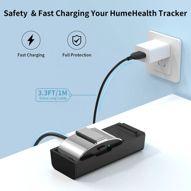 Alt view image 4 of 6 - Charging Dock Compatible with Hume Band Charger 1.0 USB-A + USB-C 2Packs Replacement Humehealth Band Charger with 1.0m USB-C Cable for Hume Health Bands Fitness Tracker