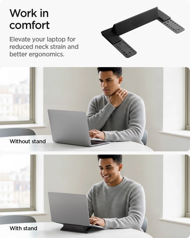 Alt view image 3 of 7 - Slim Fold Laptop Stand Foldable Portable Ergonomic Angle Lift Anti-Slip for MacBook Neo, MacBook Air, MacBook Pro 11"-16" & More