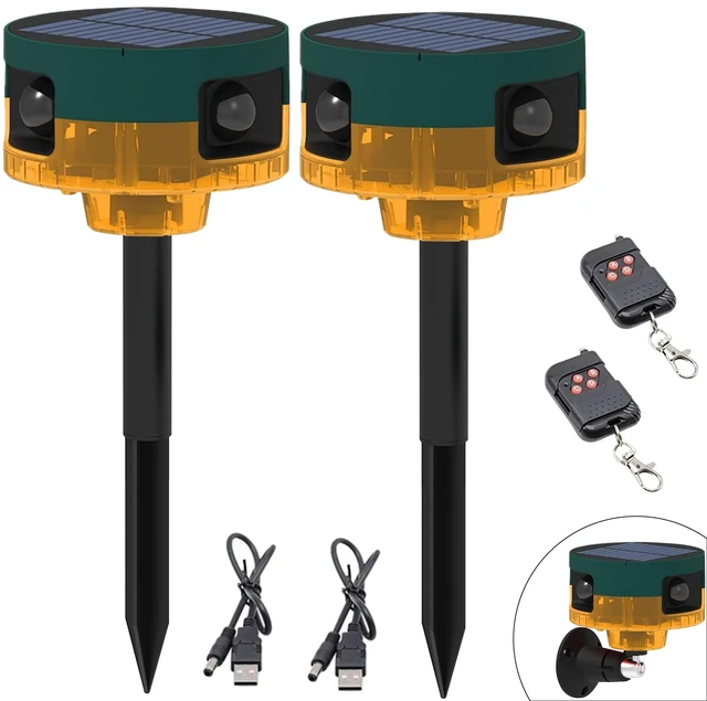 Main image of Solar Outdoor Motion Sensor Alarm: Dog Barking&Gunshot Sound, 129db Loud Siren, Support Recording, 13 Kinds of Sound Strobe Light with USB, Say Goodbye to Unwanted Intruders (2 Pack)
