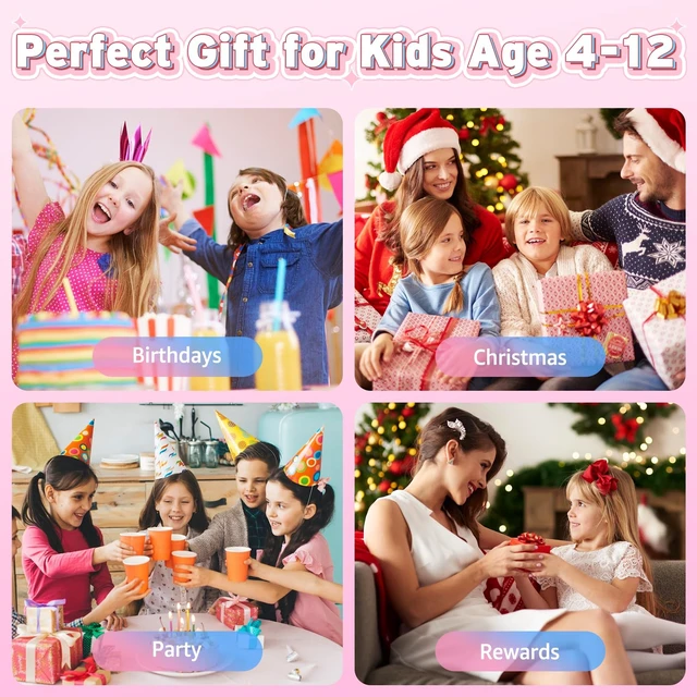 Alt view image 7 of 7 - 4G Kids Smart Watch - Smartwatch for Kids with SIM Card, SOS Call Camera Video Alarm Stopwatch AudioBook Music Games Pedometer Gift Toys for 4-12 Years Old Boys and Girls(Pink)