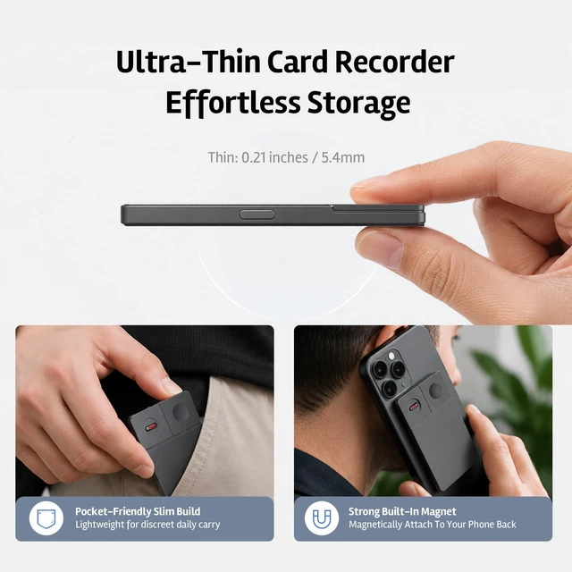 Alt view image 7 of 7 - AI Voice Recorder with App, 64GB Voice Recorder for Lectures Meetings Real-Time AI Transcription & Summary, AI Note Taker with MagSafe Magnetic, 55H Battery, 126 Languages for Interviews