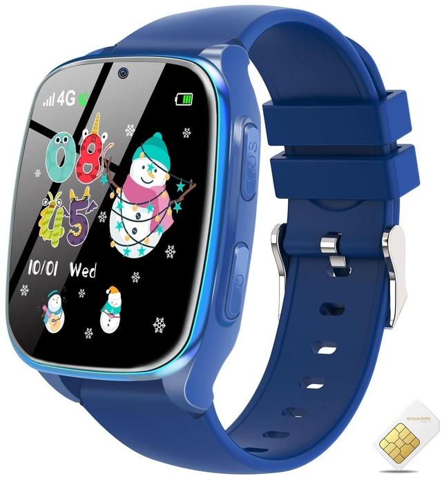 Main image of 4G Kids Smart Watch - Smartwatch for Kids with SIM Card, SOS Call Camera Video Alarm Stopwatch AudioBook Music Games Pedometer Gift Toys for 4-12 Years Old Boys and Girls (Blue)