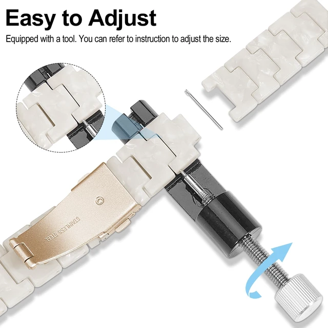 Alt view image 3 of 7 - Compatible with Garmin Lily 2 Active Watch Band Resin, 14mm Wristband Bracelet Replacement Strap for Lily 2/2 Classic/2 Active Smart Watch Accessory for Women with Stainless Steel Buckle