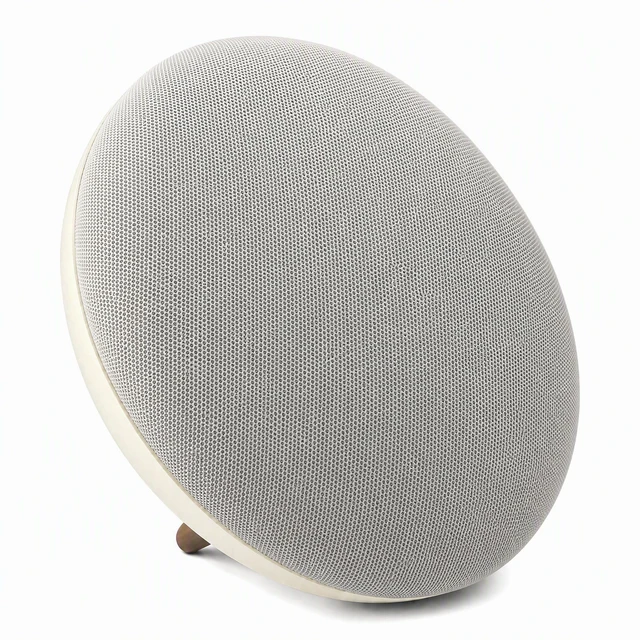Main image of Round Bluetooth Speaker, Dual 66mm Stereo Drivers, 3000mAh Battery UFOshaped minimalist retro style. Supports audio cable & Micro SD input, 20W loud output, premium sound & long battery life
