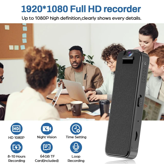 Alt view image 7 of 7 - Mini Body Camera,Premium Portable 1080P Small Body Camera with Night Vision and Motion Detection Wearable for Office, Law Enforcement, Security Guard (Built- in 128GB Memory Card) (128GB)