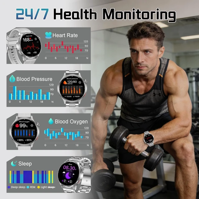 Alt view image 3 of 7 - Military Smart Watch for Men 1000mAh Battery 1.52" HD Screen Answer/Make Calls, IP68 Waterproof, 100+ Sports Modes, Sleep/Health Monitoring, Compatible iOS Android